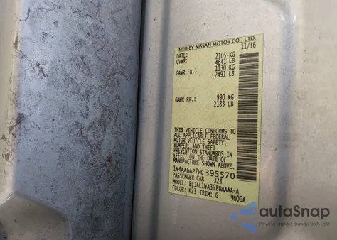 2017 Nissan Maxima 3.5 Sr from USA, damaged, VIN 1N4AA6AP7HC395570